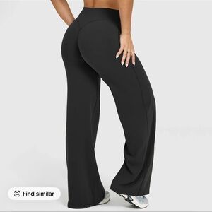 High-Waisted Black Wide-Leg Yoga Pants